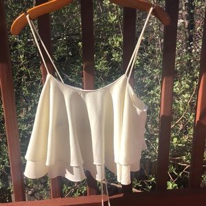 CROPPED TIERED CREAM FREE PEOPLE TOP, XS